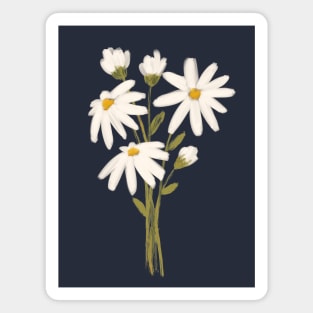 White Flower Bouquet Painting Magnet